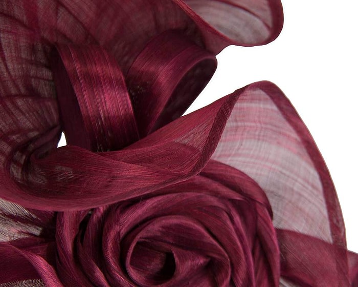 Fascinators Online - Wine sculptured silk abaca fascinator by Fillies Collection
