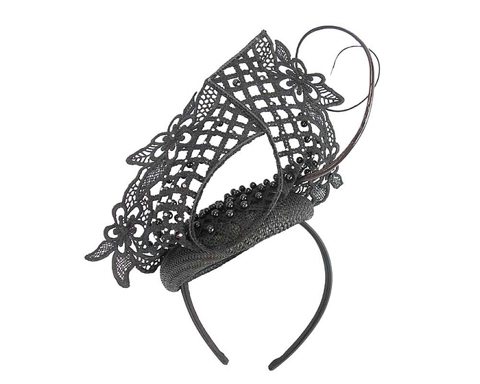 Fascinators Online - Black lace pillbox fascinator by Fillies Collection