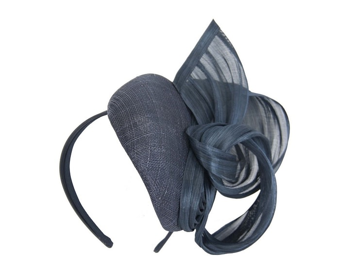 Fascinators Online - Navy pillbox fascinator with silk bow by Fillies Collection