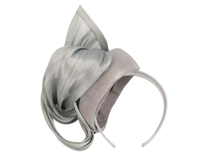 Fascinators Online - Silver pillbox fascinator with silk bow by Fillies Collection