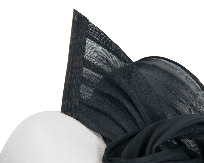 Fascinators Online - White & black pillbox fascinator with silk bow by Fillies Collection