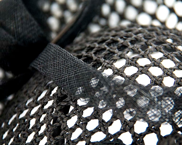 Fascinators Online - Large black mesh plate fascinator by Max Alexander