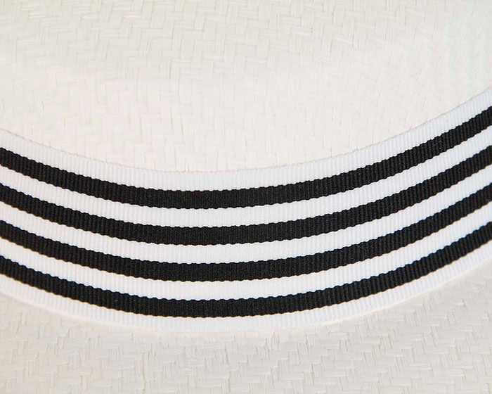Fascinators Online - White & black boater hat by Max Alexander