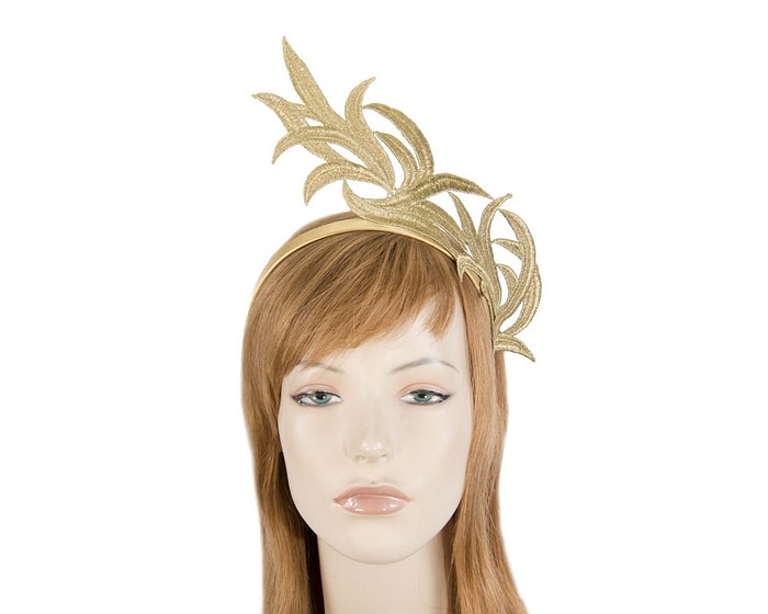 Fascinators Online - Gold lace crown fascinator by Max Alexander