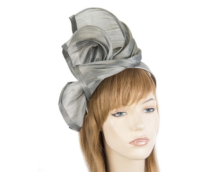 Fascinators Online - Silver twists of silk abaca fascinator by Fillies Collection