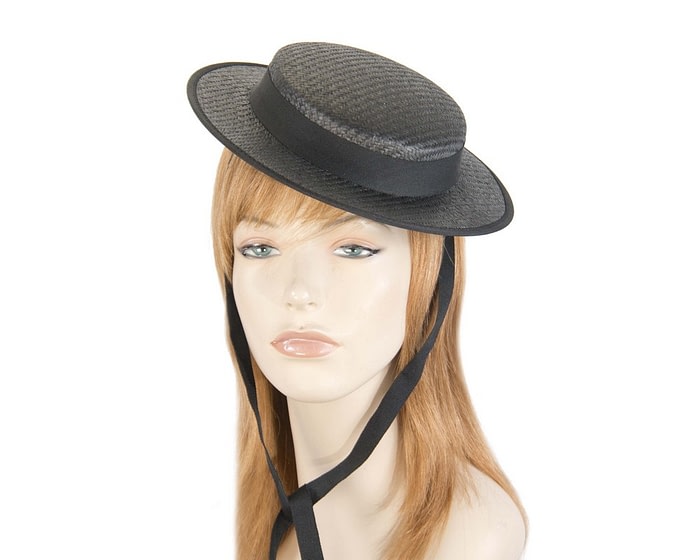 Fascinators Online - Small black boater fascinator hat by Max Alexander