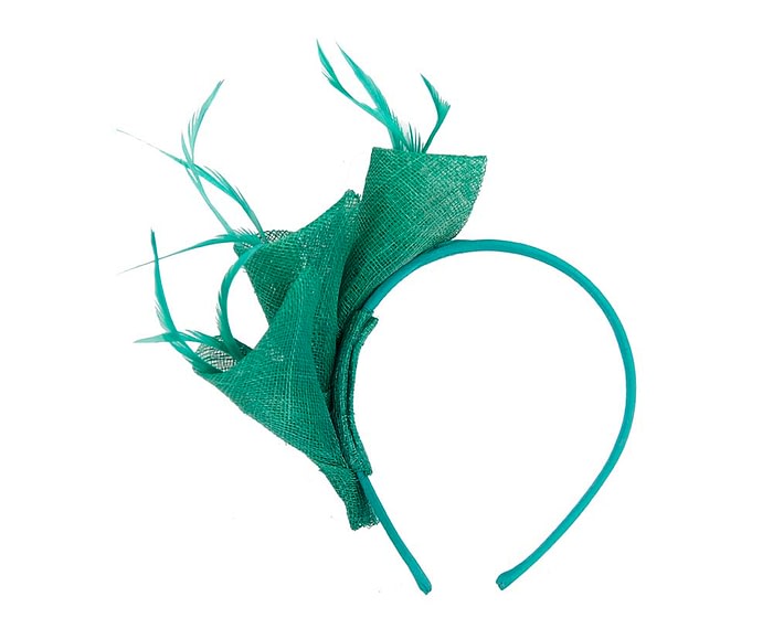 Fascinators Online - Petite green sinamay fascinator with feathers by Max Alexander