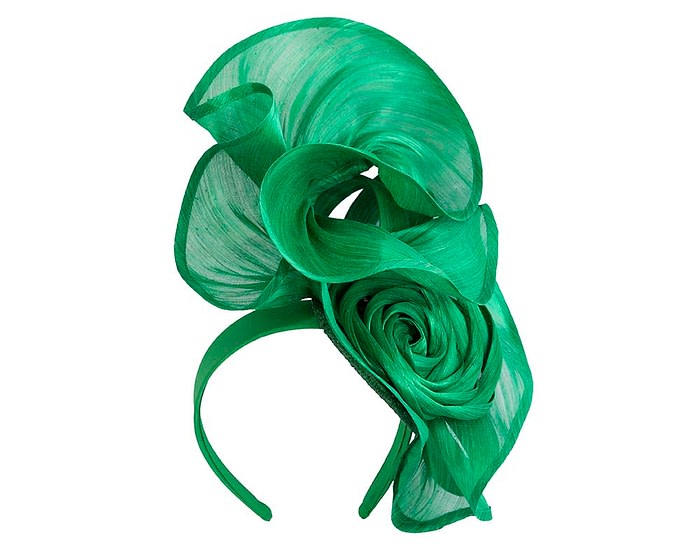 Fascinators Online - Green sculptured silk abaca fascinator by Fillies Collection