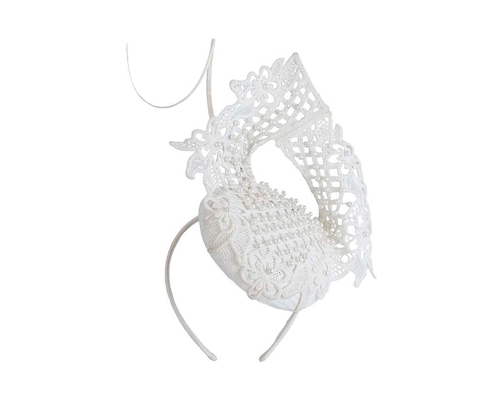 Fascinators Online - Ivory lace pillbox fascinator by Fillies Collection