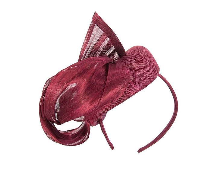 Fascinators Online - Burgundy pillbox fascinator with silk bow by Fillies Collection
