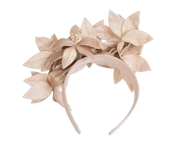 Fascinators Online - Gold leather flower headband by Fillies Collection
