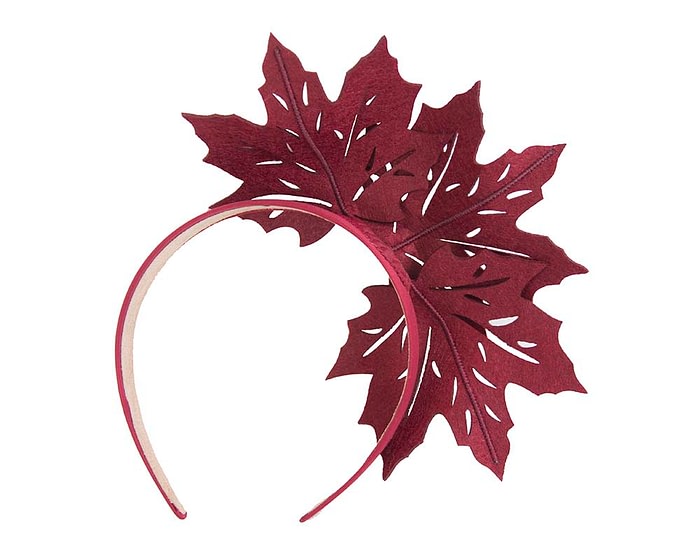 Fascinators Online - Burgundy Laser Cut felt Maple Leaves on a Headband