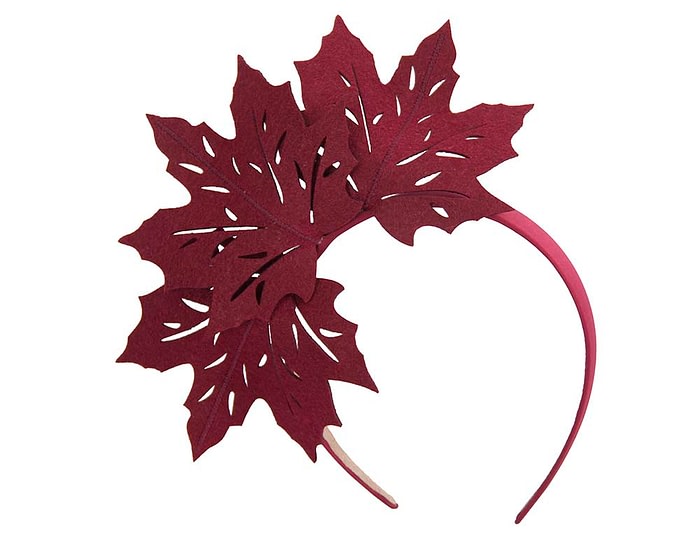 Fascinators Online - Burgundy Laser Cut felt Maple Leaves on a Headband