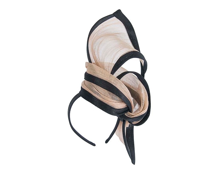 Fascinators Online - Tall black & nude designers fascinator by Fillies Collection