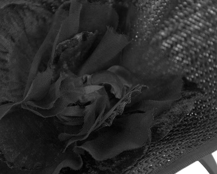 Fascinators Online - Bespoke large black flower fascinator by Fillies Collection
