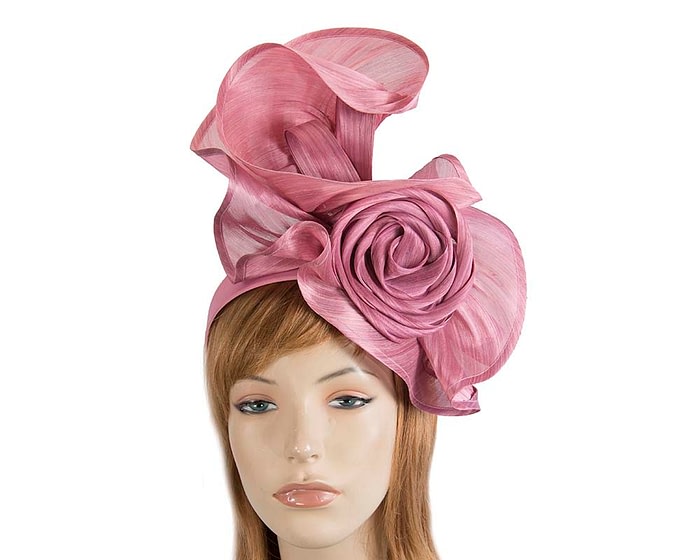 Fascinators Online - Dusty Pink sculptured silk abaca fascinator by Fillies Collection