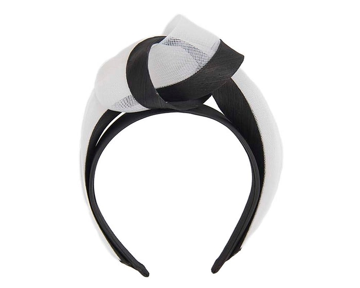 Fascinators Online - Black & white turban headband by Fillies Collection