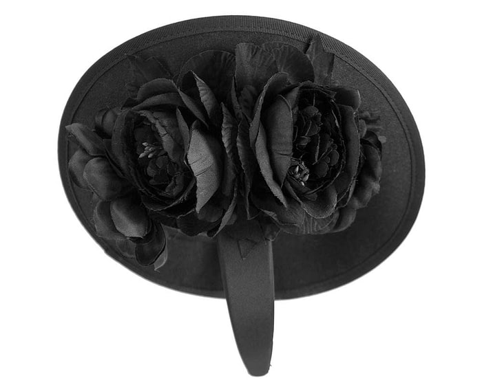 Fascinators Online - Large black plate with flowers by Fillies Collection