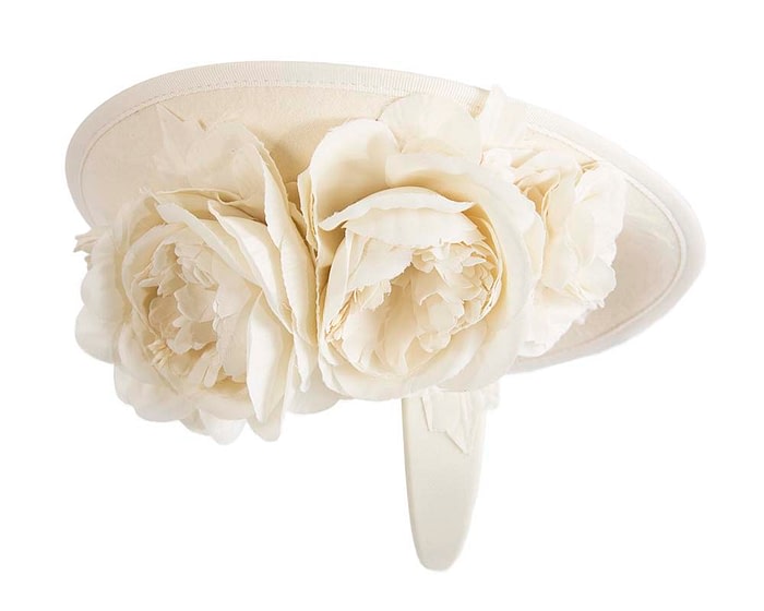 Fascinators Online - Large cream plate with flowers by Fillies Collection