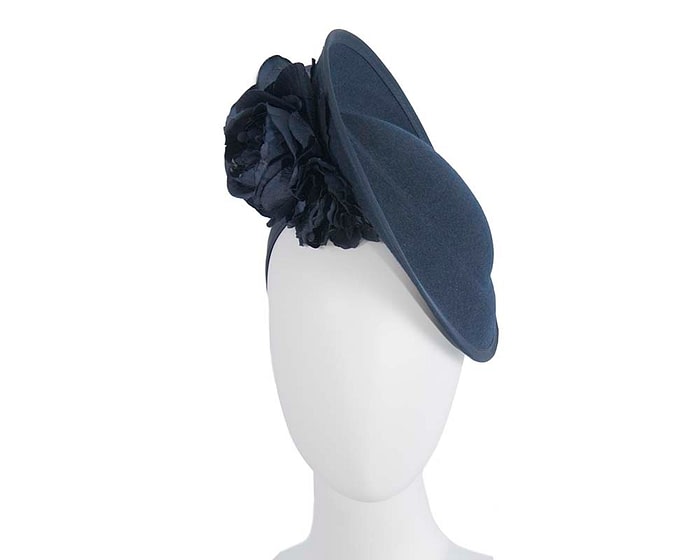 Fascinators Online - Large navy plate with flowers by Fillies Collection