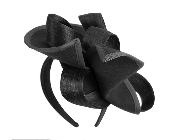 Fascinators Online - Black felt twist with bow by Fillies Collection