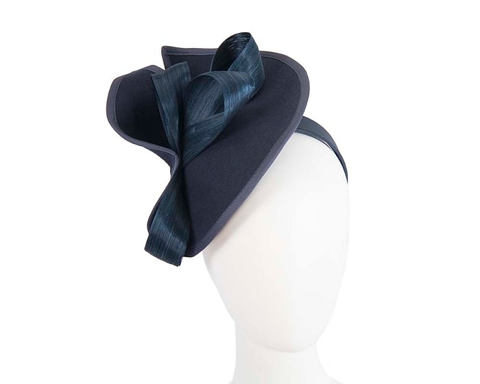 Fascinators Online - Felt navy twist with bow by Fillies Collection