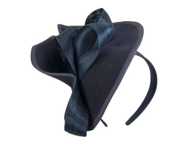 Fascinators Online - Felt navy twist with bow by Fillies Collection