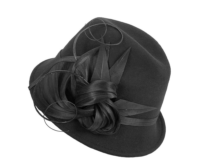 Fascinators Online - Exclusive black felt trilby hat by Fillies Collection
