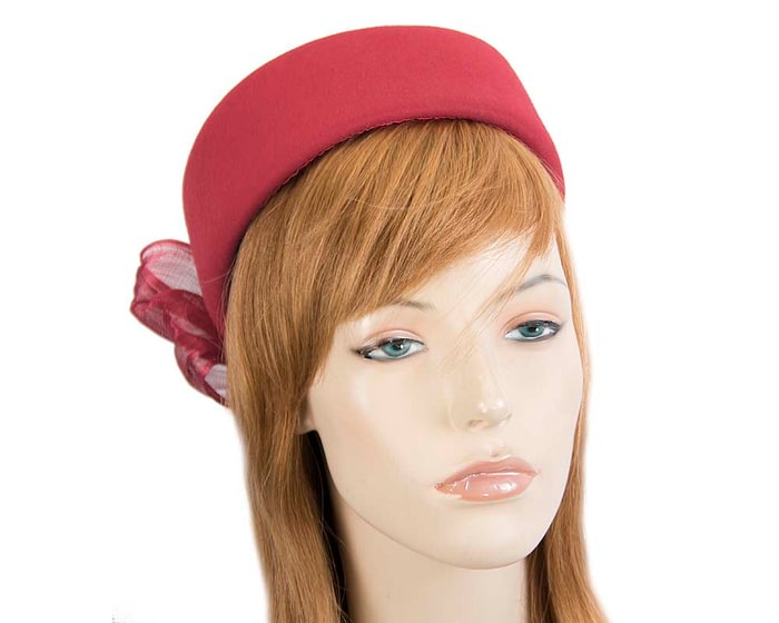 Fascinators Online - Red felt ladies fashion beret hat with bow by Fillies Collection