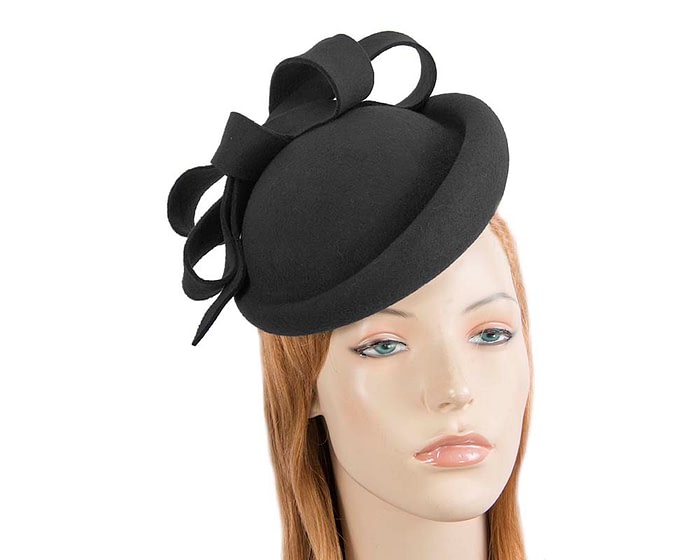 Fascinators Online - Large black felt fascinator hat by Fillies Collection