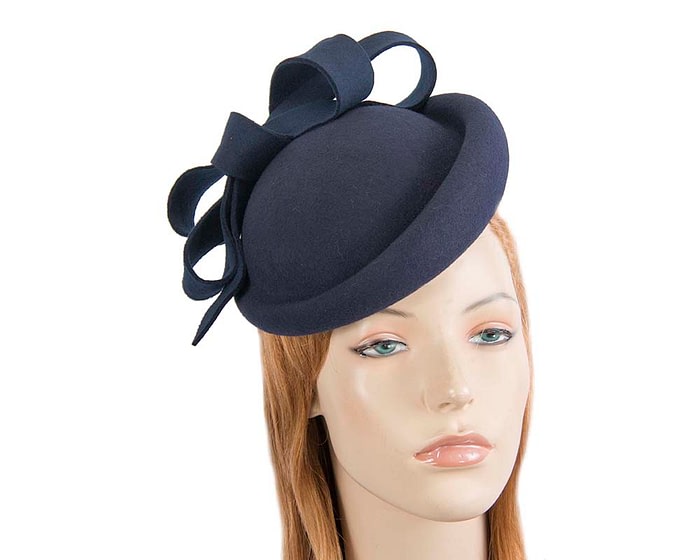 Fascinators Online - Large navy felt fascinator hat by Fillies Collection