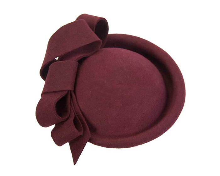 Fascinators Online - Large burgundy felt fascinator hat by Fillies Collection
