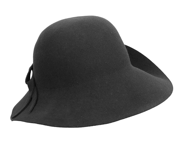 Fascinators Online - Unusual black felt wide brim hat by Max Alexander