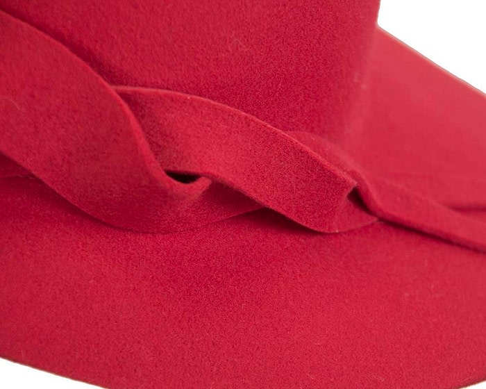 Fascinators Online - Unusual red felt wide brim hat by Max Alexander