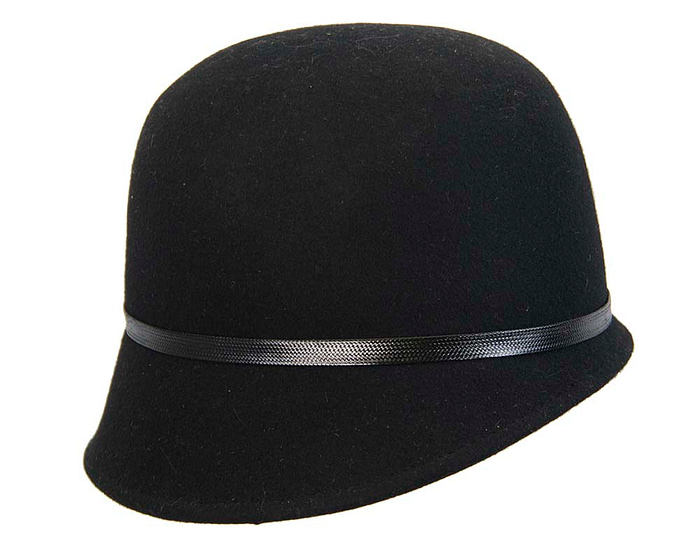 Fascinators Online - Black felt cloche hat by Max Alexander