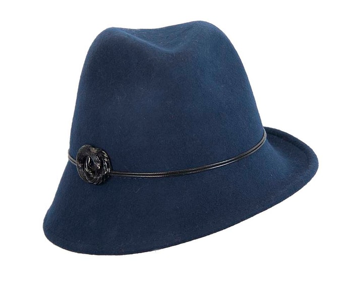 Fascinators Online - Navy felt trilby hat by Max Alexander