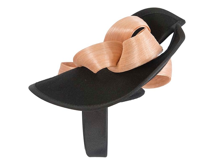 Fascinators Online - Black felt twist with nude bow by Fillies Collection