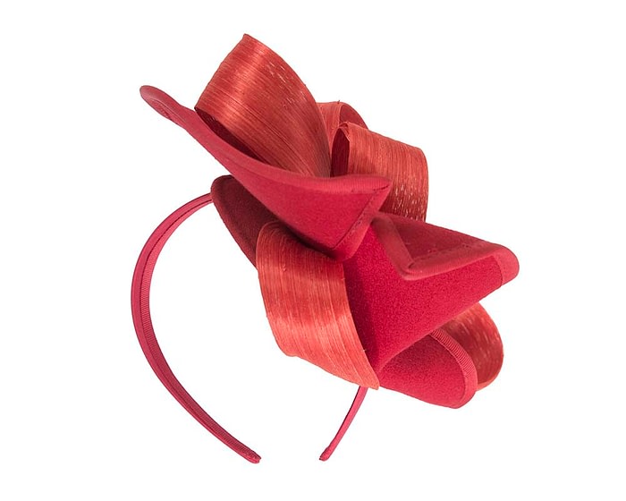 Fascinators Online - Red felt twist with orange bow by Fillies Collection