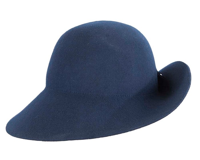 Fascinators Online - Unusual navy felt wide brim hat by Max Alexander