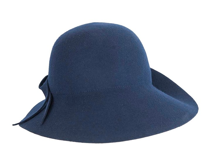 Fascinators Online - Unusual navy felt wide brim hat by Max Alexander