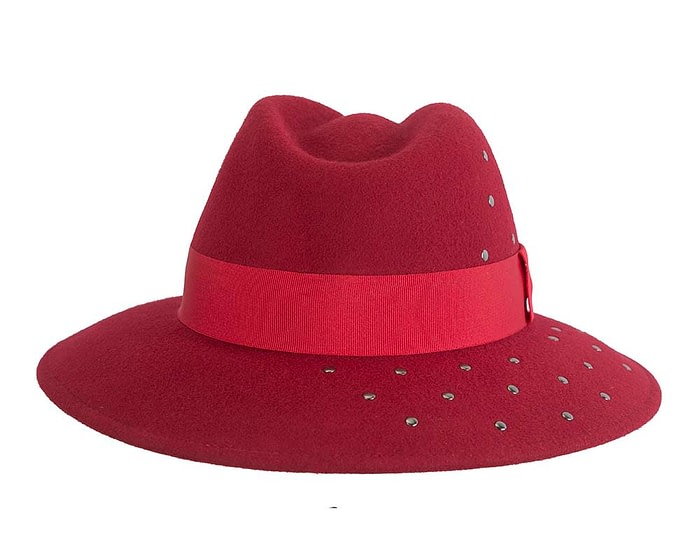 Fascinators Online - Wide brim dark red felt fedora hat by Max Alexander