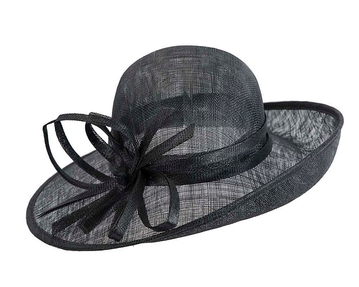 Fascinators Online - Black ladies sinamay racing hat by Max Alexander