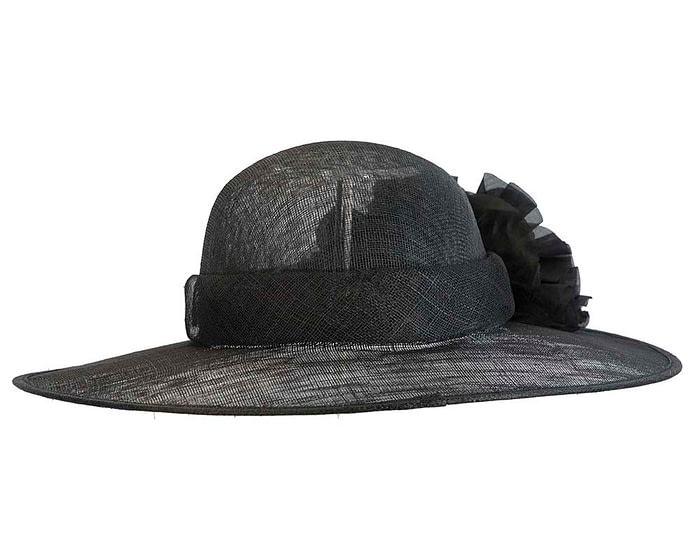 Fascinators Online - Black ladies sinamay racing hat with flower by Max Alexander