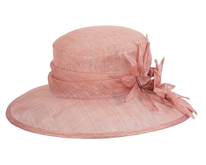Fascinators Online - Large traditional dusty pink racing hat by Max Alexander