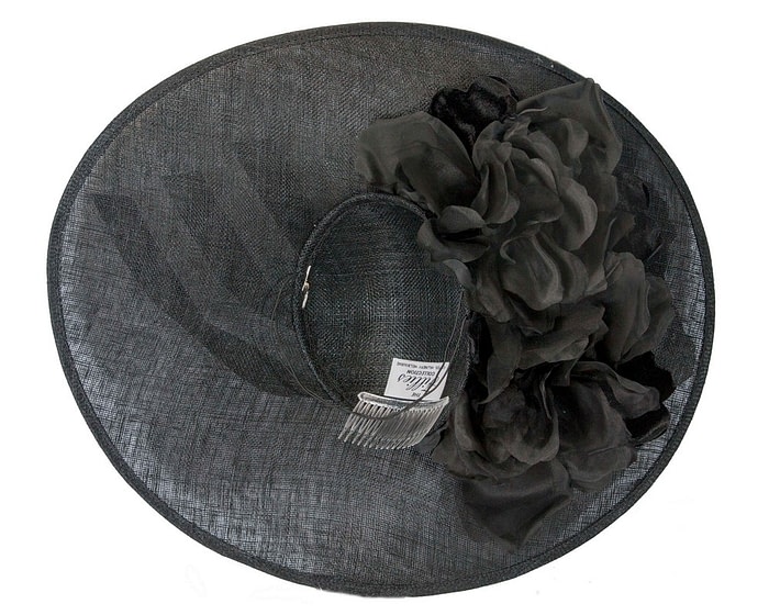 Fascinators Online - Large black plate racing fascinator by Fillies Collection