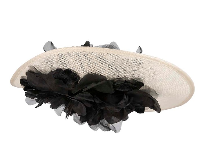 Fascinators Online - Large cream & black plate racing fascinator by Fillies Collection
