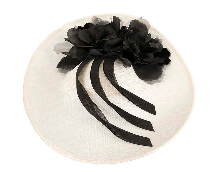 Fascinators Online - Large cream & black plate racing fascinator by Fillies Collection