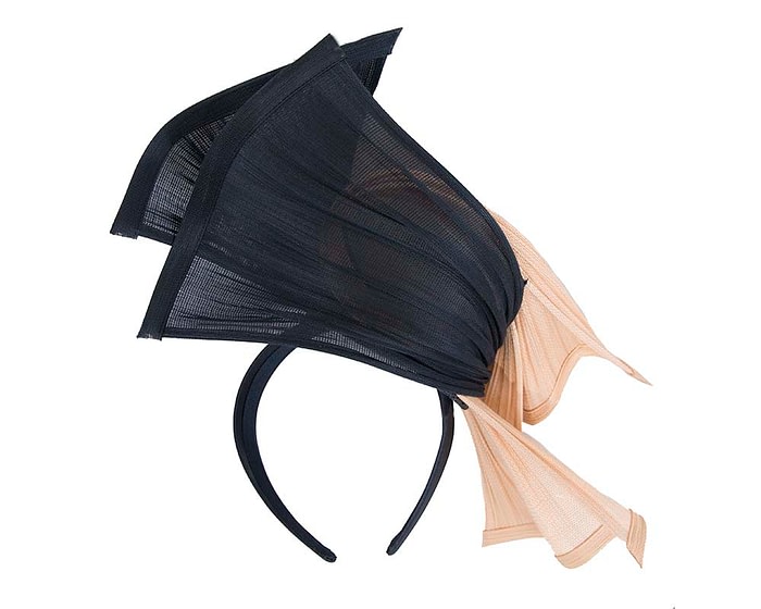 Fascinators Online - Twisted nude & navy jinsin racing fascinator by Fillies Collection