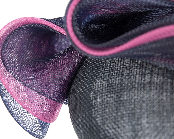 Fascinators Online - Navy & fuchsia pillbox racing fascinator with wave by Fillies Collection