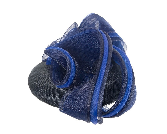 Fascinators Online - Navy & royal blue pillbox racing fascinator with wave by Fillies Collection